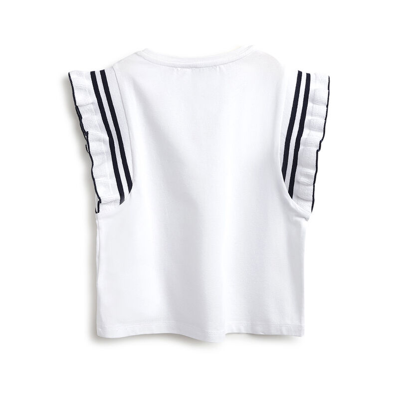 Girls White Graphic Printed Short Sleeve T-Shirt image number 1